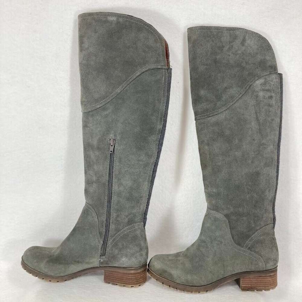 Lucky brand Harleen Leather Suede Over the Knee Wide Calf Riding Boots Size 9